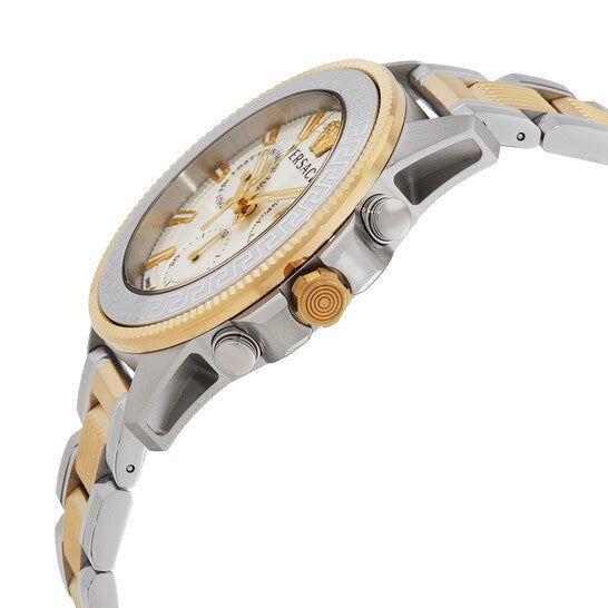  Shop Authentic Versace Greca Action Chronograph Quartz Silver Dial Two Tone Steel Strap Watch for Men - VE3J00522 - Luxxuri