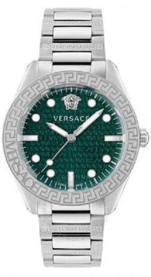  Shop Authentic Versace Greca Action Chronograph Quartz Green Dial Silver Steel Strap Watch for Men - VE3J00422 - Luxxuri