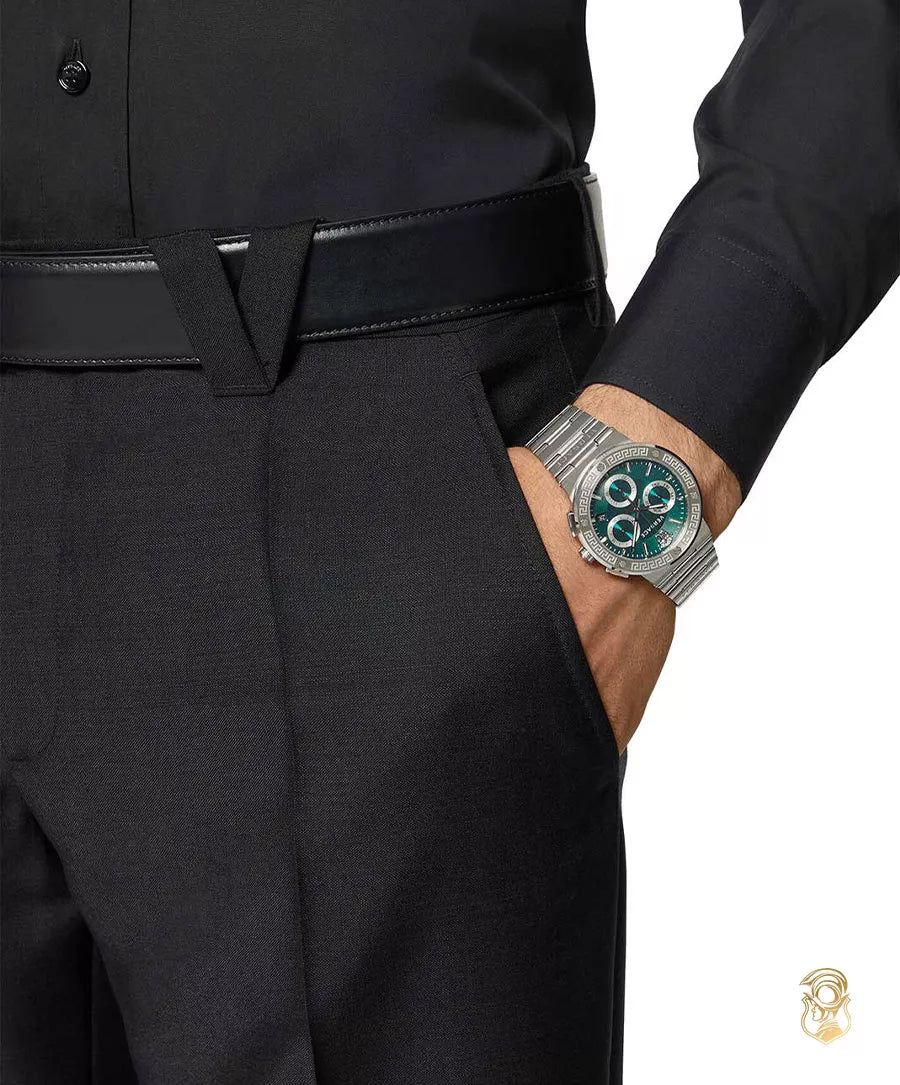  Shop Authentic Versace Grace Chronograph Quartz Green Dial Silver Steel Strap Watch For Men - VEZ900121 - Luxxuri