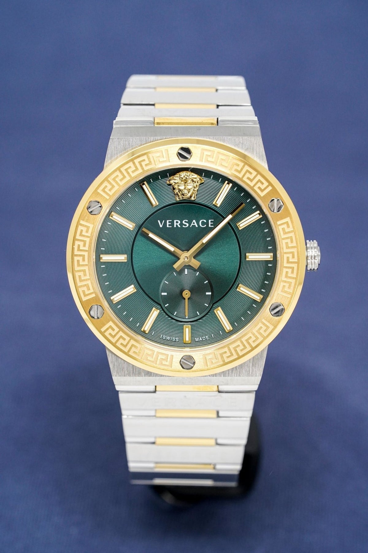  Shop Authentic Versace Greca Green Dial Silver Steel Strap Watch for Men - VEVI00420 - Luxxuri