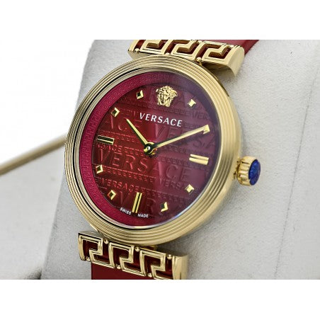  Shop Authentic Versace Greca Meander Red Dial Red Leather Strap Watch for Women - VELW00320 - Luxxuri