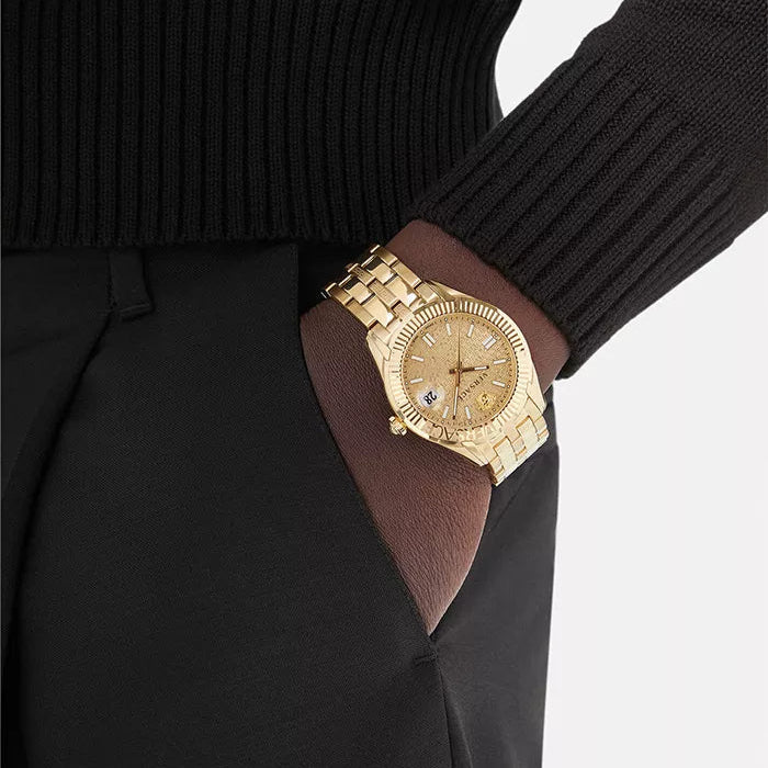  Shop Authentic Versace Greca Time Quartz Gold Dial Gold Steel Strap Watch For Men - VE3K00522 - Luxxuri