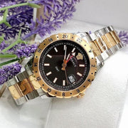  Shop Authentic Versace Hellenyium GMT Black Dial Two Tone Steel Strap Watch for Men - V11040015 - Luxxuri