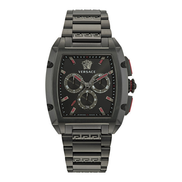  Shop Authentic Versace Dominus Chronograph Quartz Black Dial Black Steel Strap Watch For Men - VE6H00623 - Luxxuri