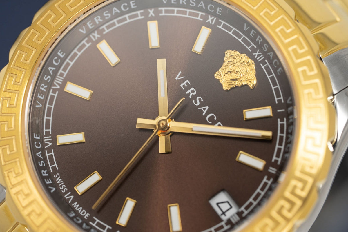  Shop Authentic Versace Hellenyium Brown Dial Two Tone Steel Strap Watch for Women - V12040015 - Luxxuri