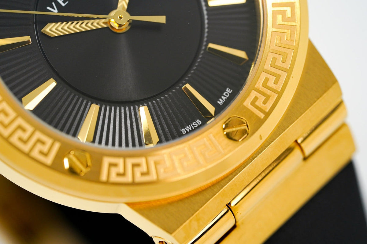  Shop Authentic Versace Greca Black Dial Black Leather Strap Watch for Women - VEVH00320 - Luxxuri