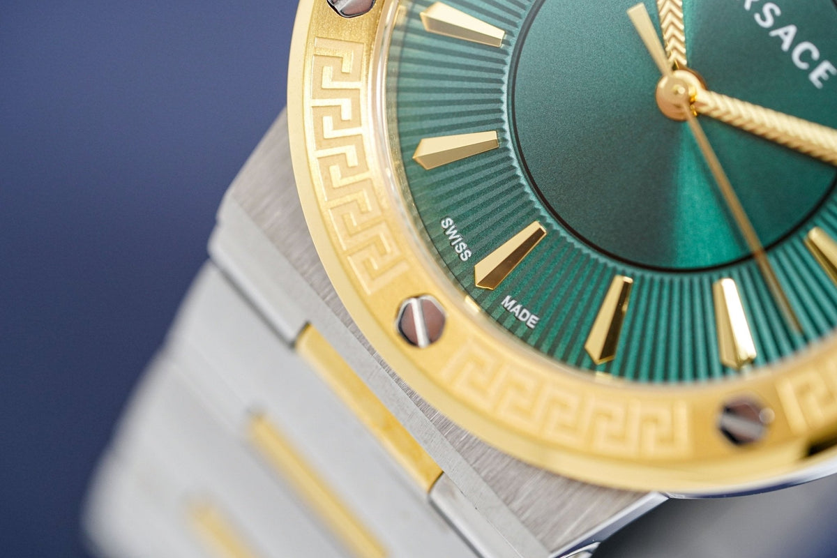  Shop Authentic Versace Greca Green Dial Silver Steel Strap Watch for Women - VEVH00720 - Luxxuri