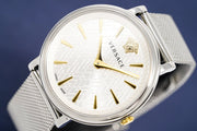  Shop Authentic Versace V-Circle Quartz Silver Dial Silver Mesh Strap Watch for Women - VBP050017 - Luxxuri