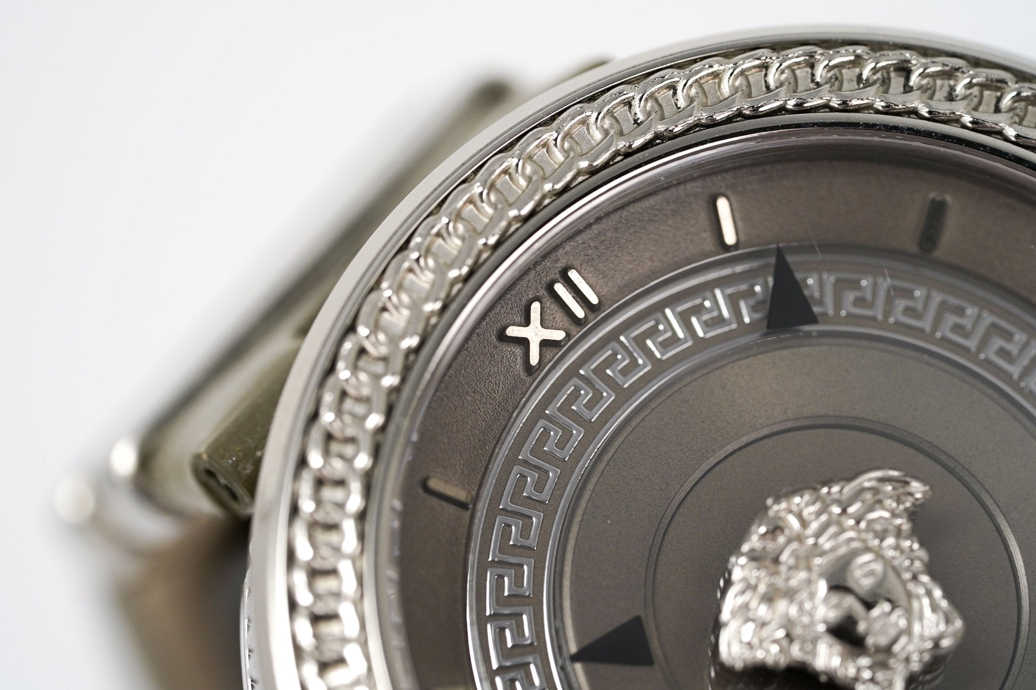  Shop Authentic Versace V Metal Icon Silver Dial Silver & Grey Strap Watch for Women - VLC120016 - Luxxuri