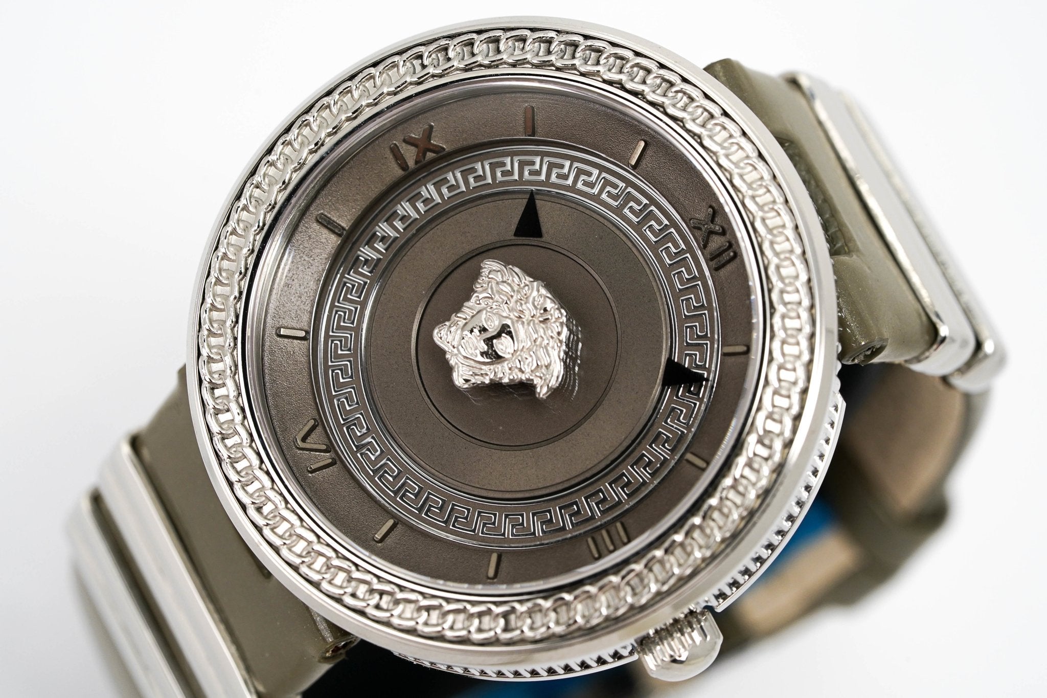  Shop Authentic Versace V Metal Icon Silver Dial Silver & Grey Strap Watch for Women - VLC120016 - Luxxuri