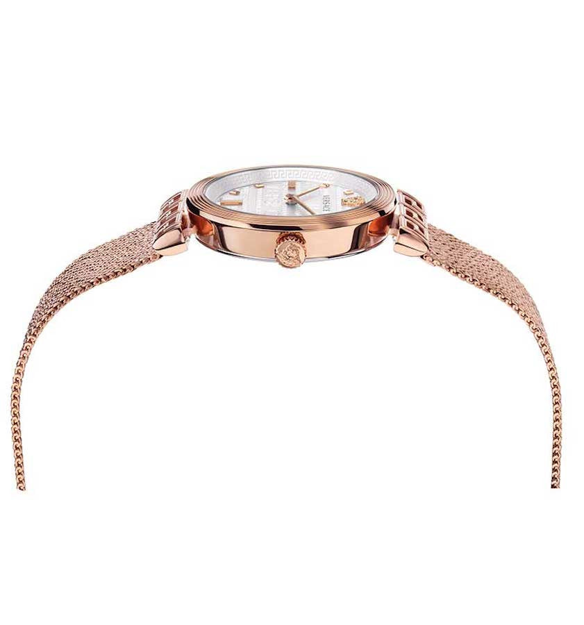  Shop Authentic Versace Meander White Dial Rose Gold Mesh Bracelet Watch for Women - VELW00620 - Luxxuri