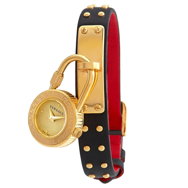  Shop Authentic Versace Medusa Lock Icon Gold Dial Red Leather Strap Watch for Women - VEDW00119 - Luxxuri