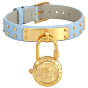  Shop Authentic Versace Medusa Lock Icon Quartz White Dial Blue Leather Strap Watch for Women - VEDW00419 - Luxxuri