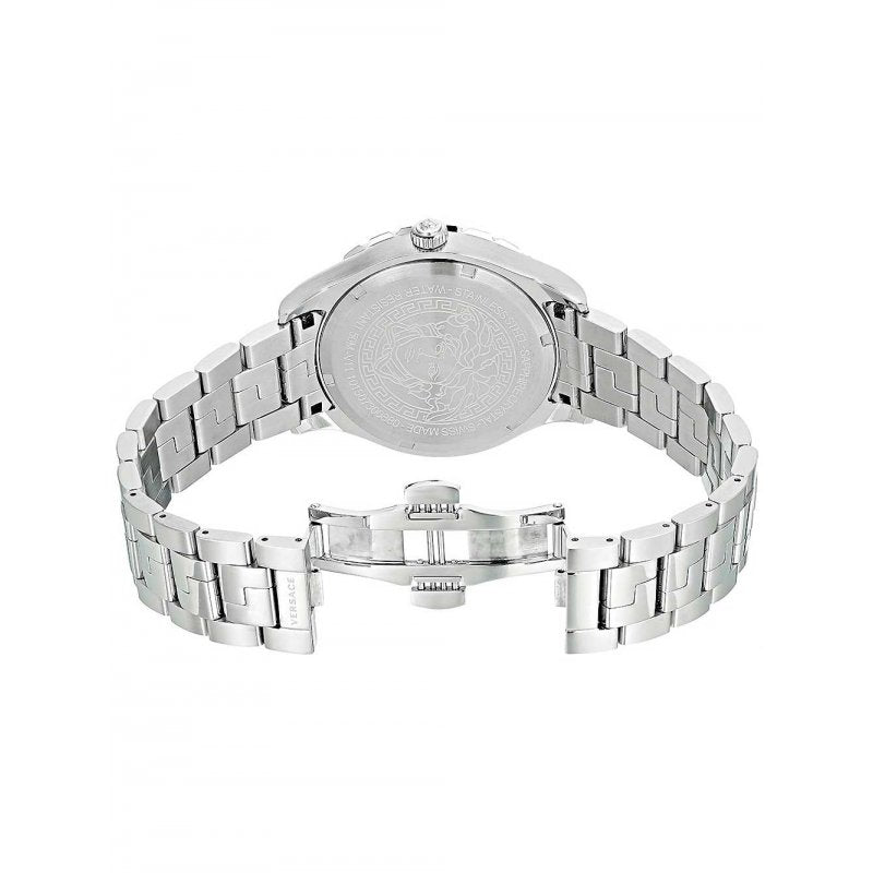  Shop Authentic Versace Hellenyium GMT Black Dial Silver Steel Strap Watch for Men - V11020015 - Luxxuri