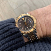  Shop Authentic Versace Hellenyium GMT Black Dial Two Tone Steel Strap Watch for Men - V11040015 - Luxxuri