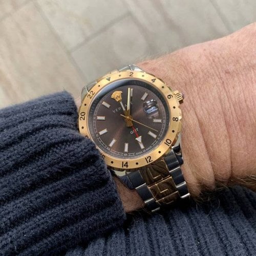  Shop Authentic Versace Hellenyium Quartz Brown Dial Two Tone Steel Strap Watch For Men - V11040015 - Luxxuri