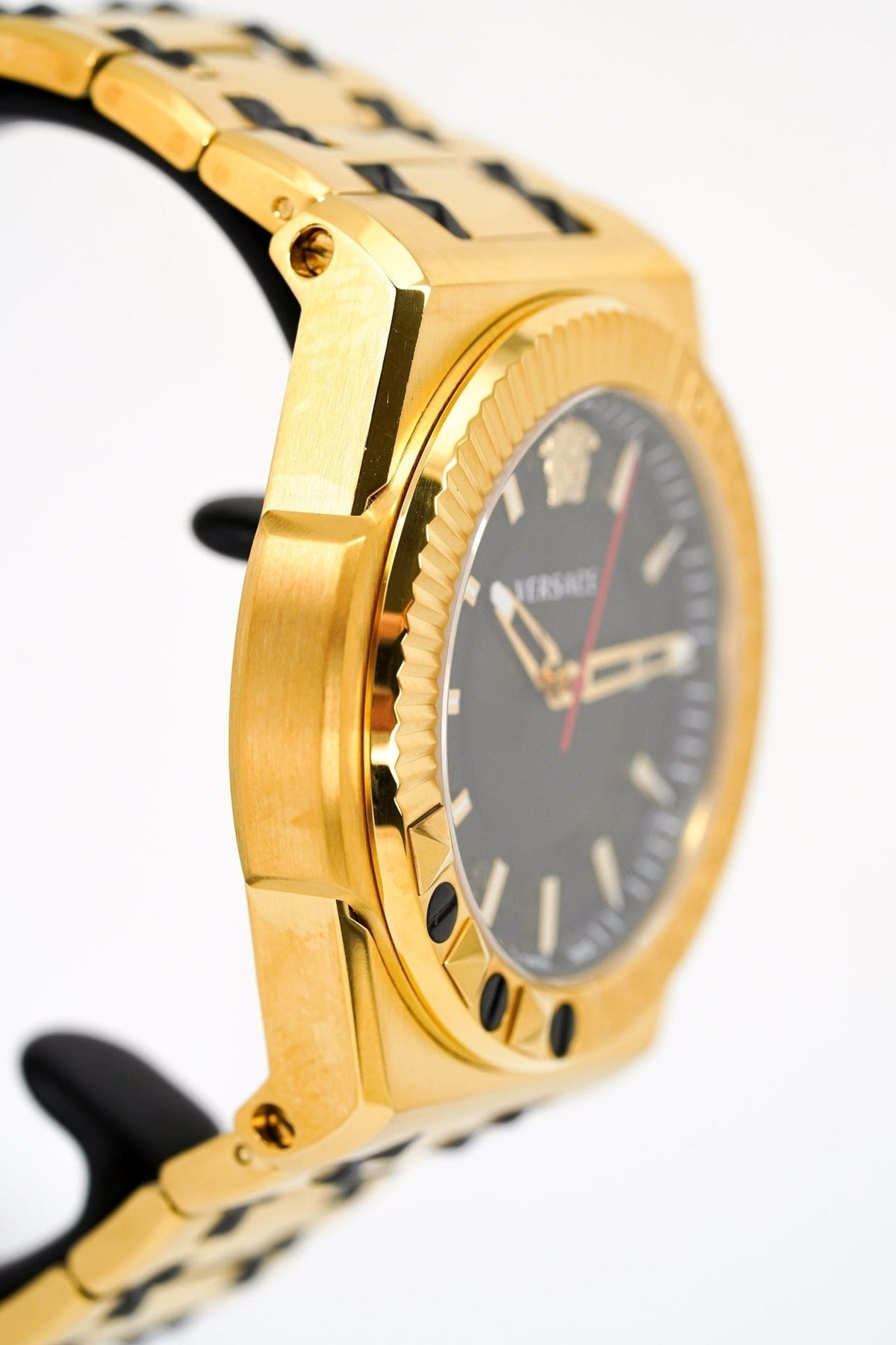  Shop Authentic Versace Chain Reaction Quartz Black Dial Two Tone Steel Strap Watch for Men - VEDY00619 - Luxxuri