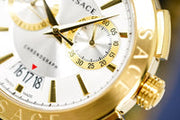  Shop Authentic Versace V Racer Chronograph White Dial Gold Steel Strap Watch for Men - VBR060017 - Luxxuri