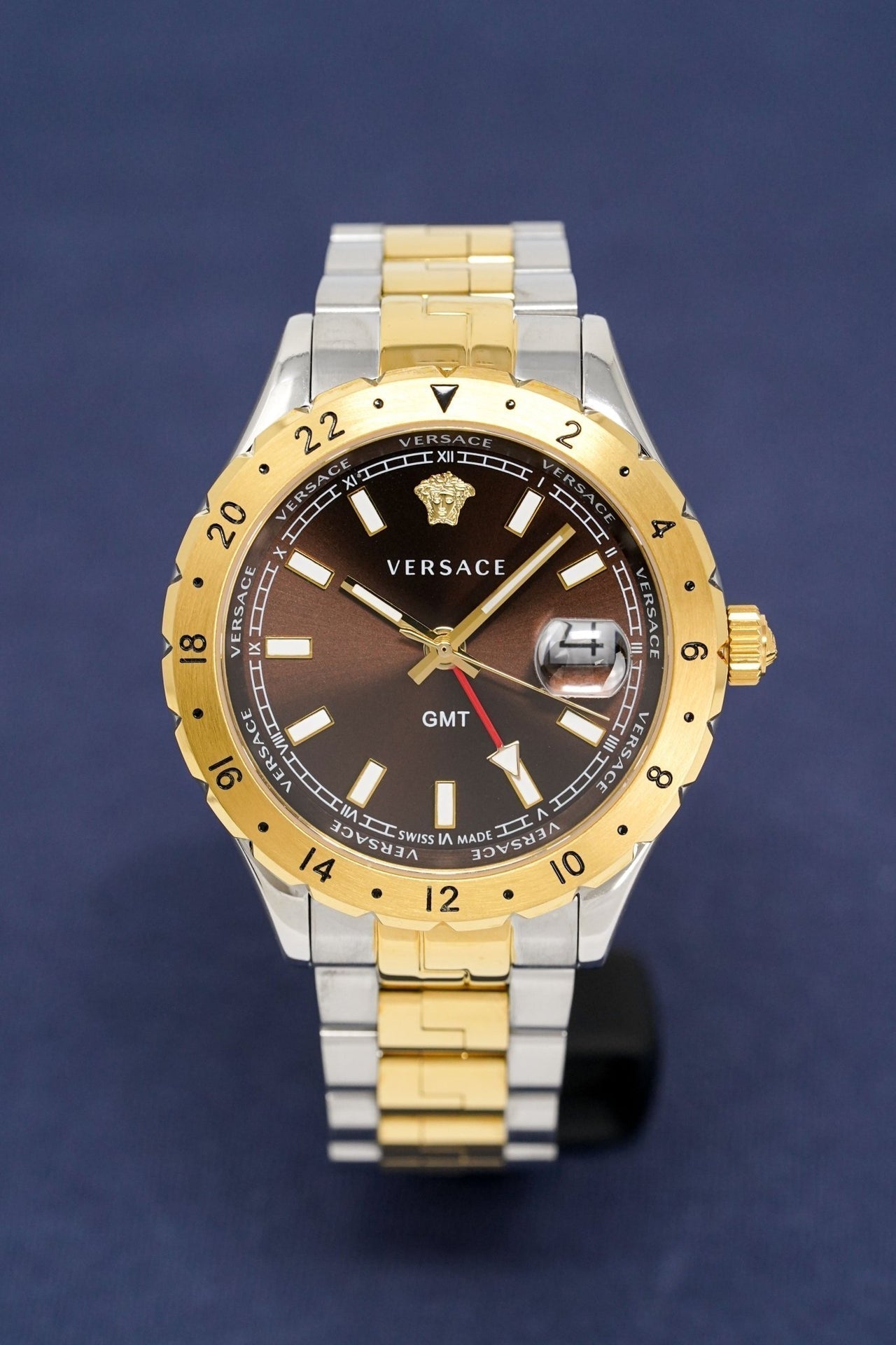  Shop Authentic Versace Hellenyium Quartz Brown Dial Two Tone Steel Strap Watch For Men - V11040015 - Luxxuri