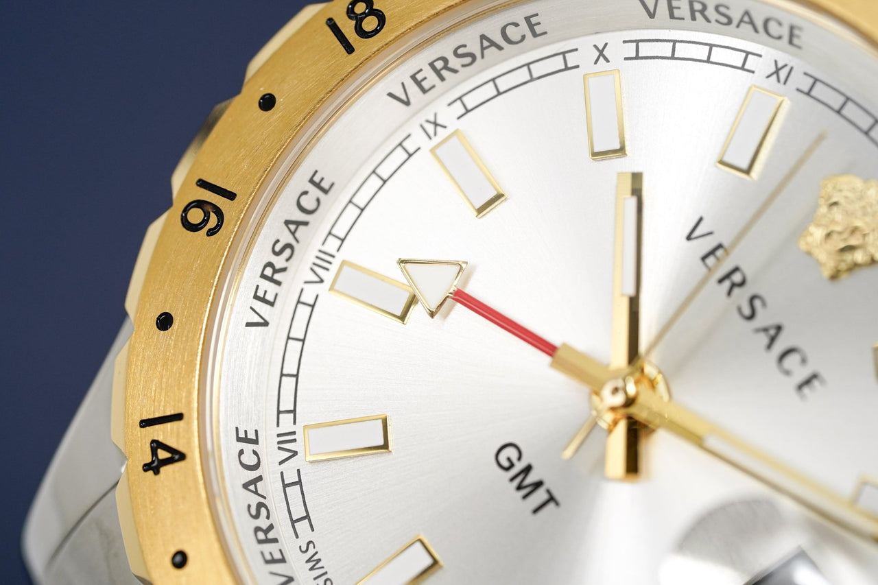  Shop Authentic Versace Hellenyium GMT Silver Dial Two Tone Steel Strap Watch for Men - V11030015 - Luxxuri