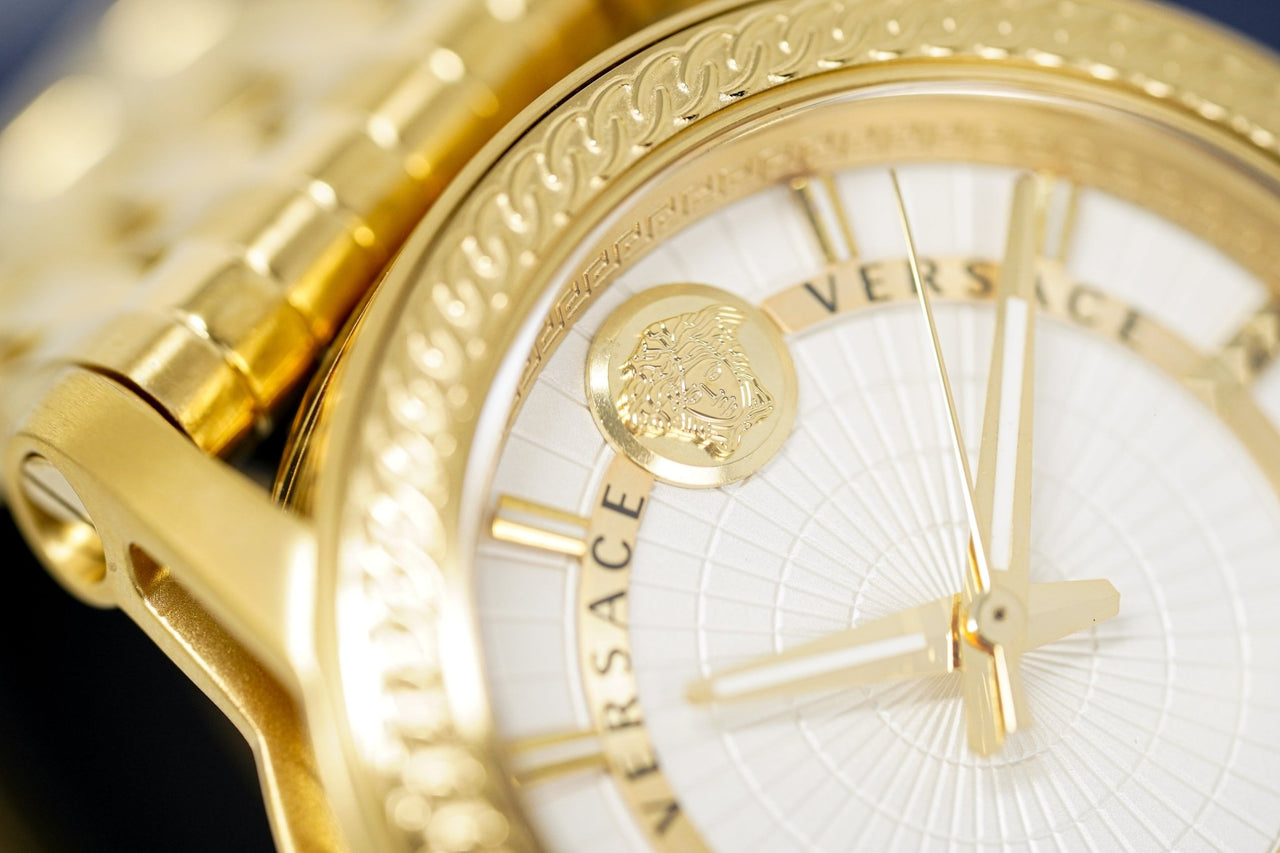  Shop Authentic Versace Code Quartz Silver Dial Gold Steel Strap Watch For Men - VEPO00420 - Luxxuri