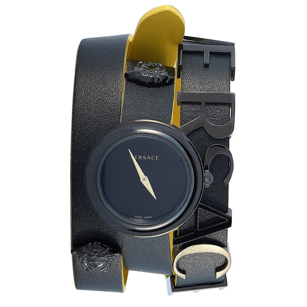  Shop Authentic Versace V-Flare Quartz Black Dial Black Leather Strap Watch for Women - VEBN00518 - Luxxuri