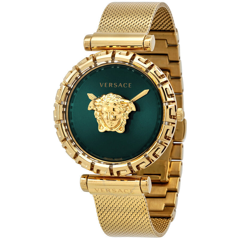  Shop Authentic Versace Palazzo Empire Greca Green Dial Gold Mesh Bracelet Watch for Women - VEDV00819 - Luxxuri