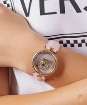  Shop Authentic Versace Palazzo Empire Pink Dial Pink Leather Strap Watch for Women - VCO030017 - Luxxuri