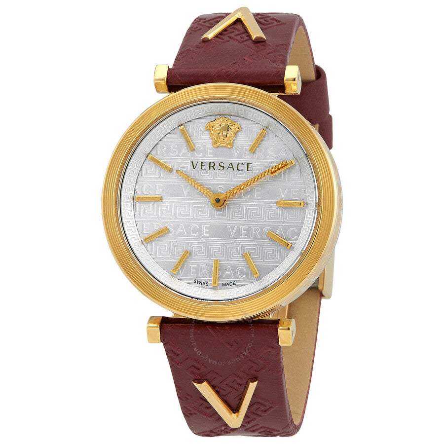  Shop Authentic Versace V-Twist Silver Dial Red Leather Strap Watch for for Women - VELS00519 - Luxxuri