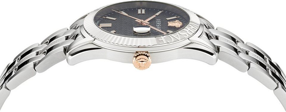 Shop Authentic Versace Greca Time Quartz Black Dial Silver Steel Strap Watch For Men - VE3K00322 - Luxxuri