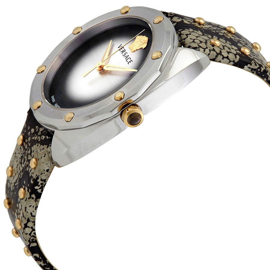  Shop Authentic Versace Shadov Quartz Silver Dial Snakeskin Green Leather Strap Watch for Women - VEBM00718 - Luxxuri