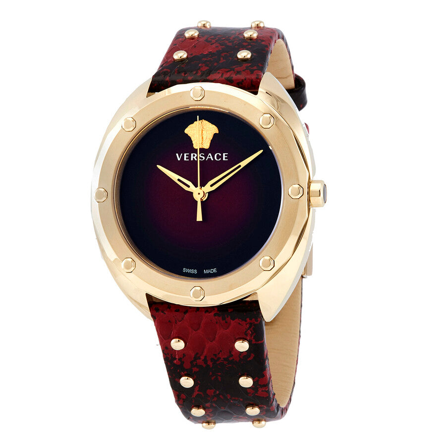  Shop Authentic Versace Shadov Quartz Red Dial Red Leather Strap Watch for Women - VEBM00918 - Luxxuri