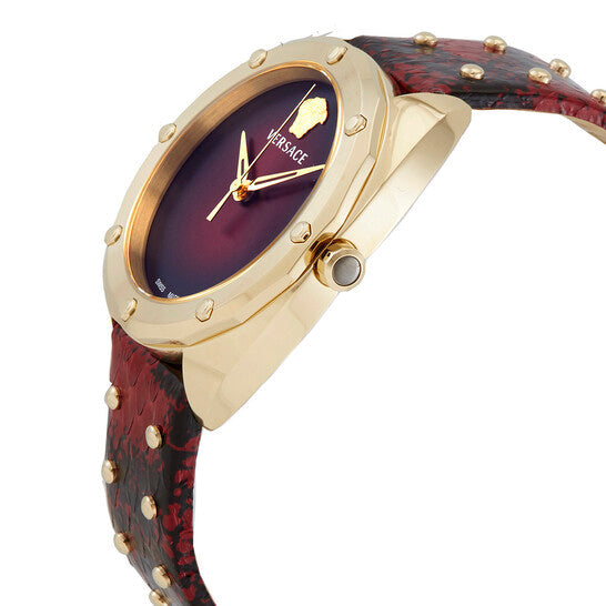  Shop Authentic Versace Shadov Quartz Red Dial Red Leather Strap Watch for Women - VEBM00918 - Luxxuri