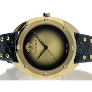  Shop Authentic Versace Shadov Gold Dial Green Leather Strap Watch For Women - VEBM01018 - Luxxuri