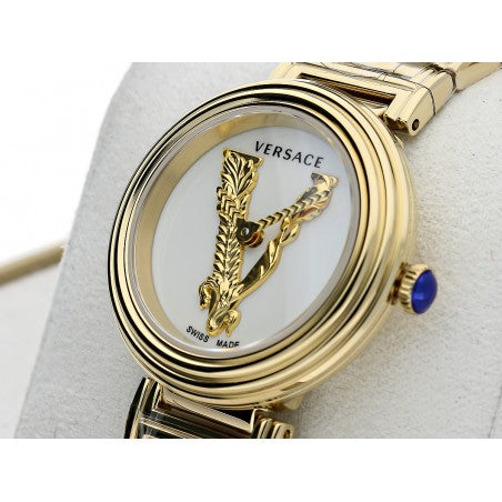  Shop Authentic Versace Mini Virtus Quartz White Dial Gold Steel Strap Watch For Men - VET300221 - Luxxuri