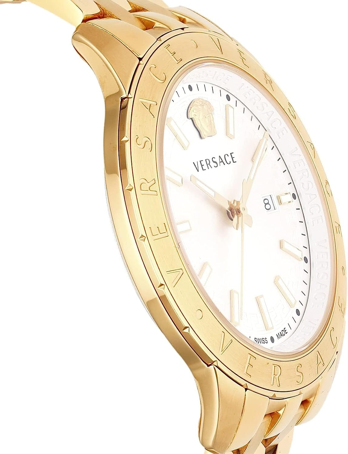  Shop Authentic Versace Univers Quartz White Dial Gold Steel Strap Watch for Men - VEBK00518 - Luxxuri