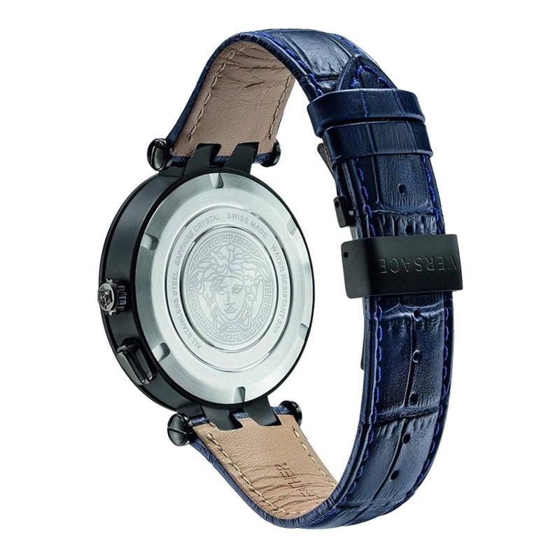  Shop Authentic Versace V Race Chronograph Quartz Blue Dial Blue Leather Strap Watch For Men - VEBV00419 - Luxxuri