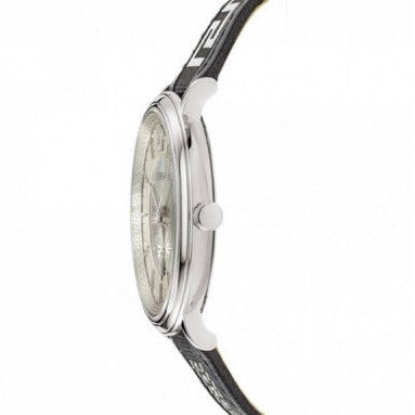  Shop Authentic Versace V-Circle Silver Dial Black Leather Strap Watch for Men - VEBQ01219 - Luxxuri