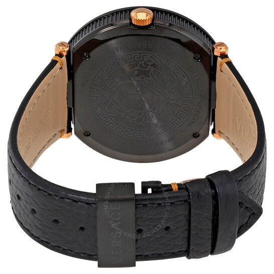  Shop Authentic Versace V-Metal Icon Black Dial Black Leather Strap Watch For Men - VQL030015 - Luxxuri
