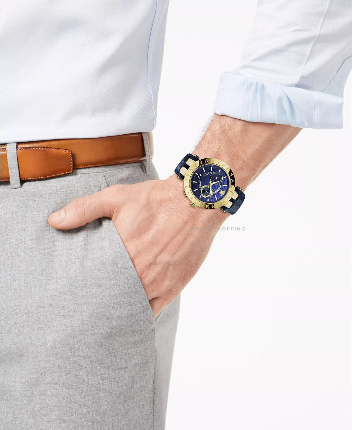  Shop Authentic Versace V-Race Multifunction Quartz Blue Dial Blue Leather Strap Watch For Men - VEBV00219 - Luxxuri