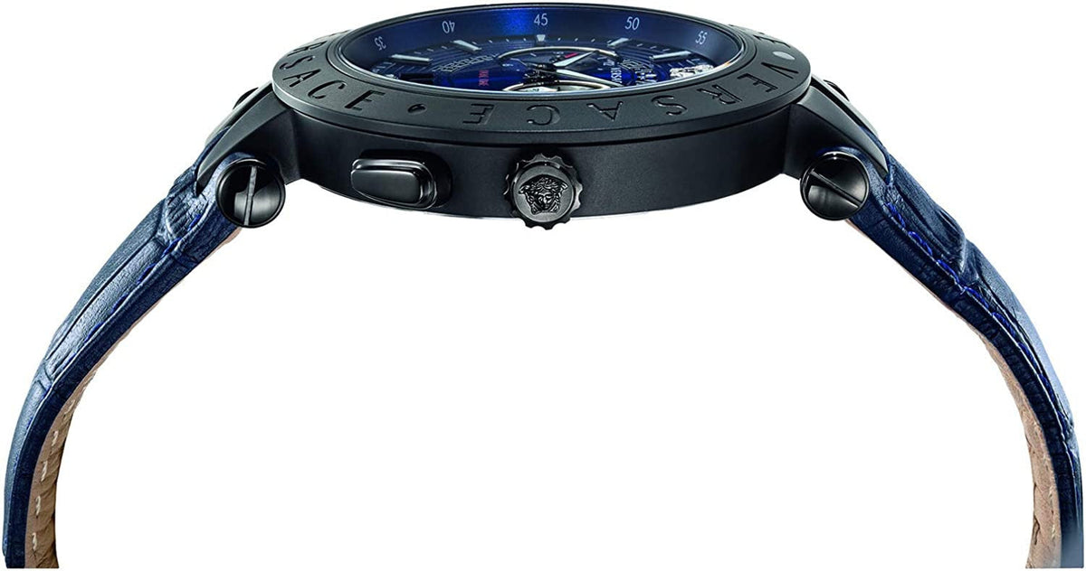  Shop Authentic Versace V Race Chronograph Quartz Blue Dial Blue Leather Strap Watch For Men - VEBV00419 - Luxxuri