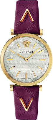 Shop Authentic Versace V-Twist Silver Dial Red Leather Strap Watch for for Women - VELS00519 - Luxxuri