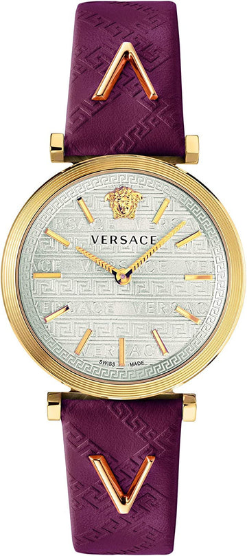  Shop Authentic Versace V-Twist Silver Dial Red Leather Strap Watch for for Women - VELS00519 - Luxxuri