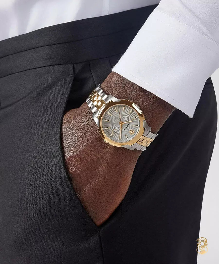  Shop Authentic Versace V-Urban Quartz Silver Dial Two Tone Steel Strap Watch for Men - VELQ00519 - Luxxuri