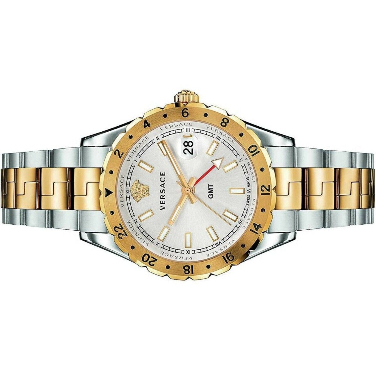  Shop Authentic Versace Hellenyium GMT Silver Dial Two Tone Steel Strap Watch for Men - V11030015 - Luxxuri
