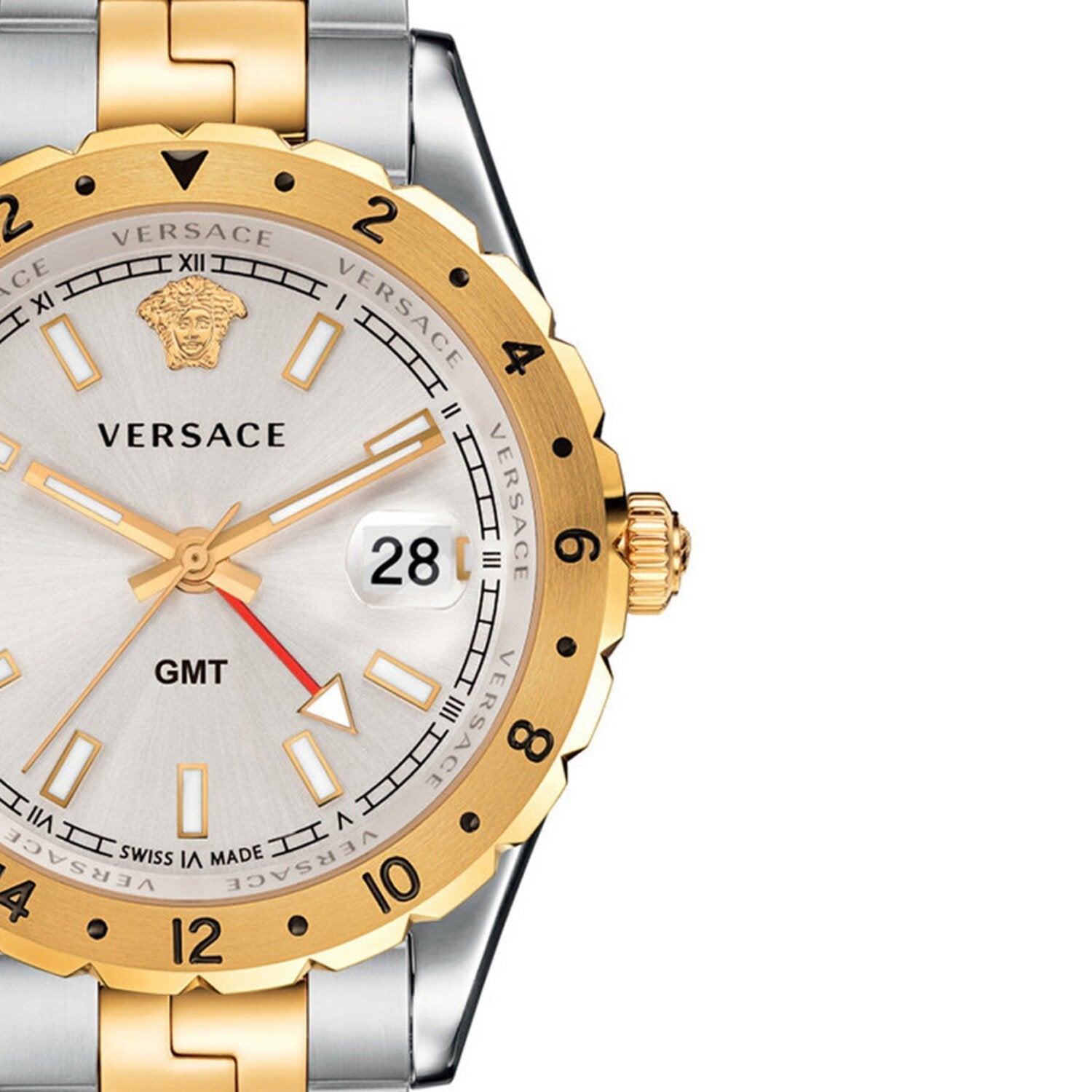  Shop Authentic Versace Hellenyium GMT Silver Dial Two Tone Steel Strap Watch for Men - V11030015 - Luxxuri