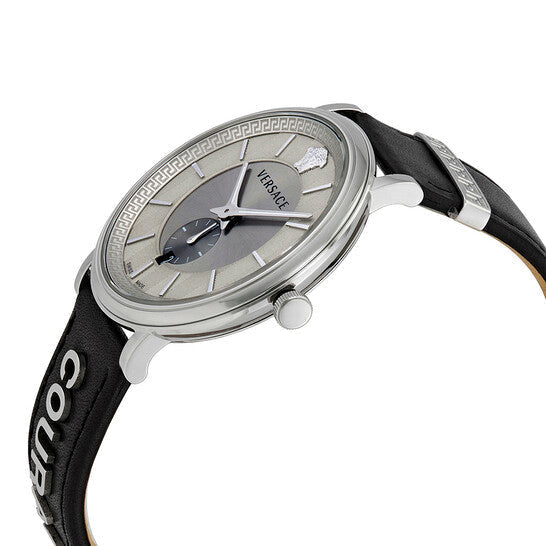  Shop Authentic Versace V-Circle Black Manifesto Courage Quartz Silver Dial Black Leather Strap Watch for Men - VBQ080017 - Luxxuri