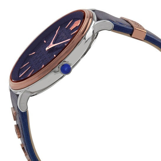  Shop Authentic Versace V Circle Quartz Blue Dial Blue Leather Strap Watch For Women - VBP09017 - Luxxuri