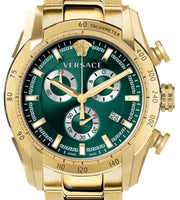  Shop Authentic Versace V-Ray Chronograph Quartz Green Dial Gold Steel Strap Watch For Men - VE2I00621 - Luxxuri