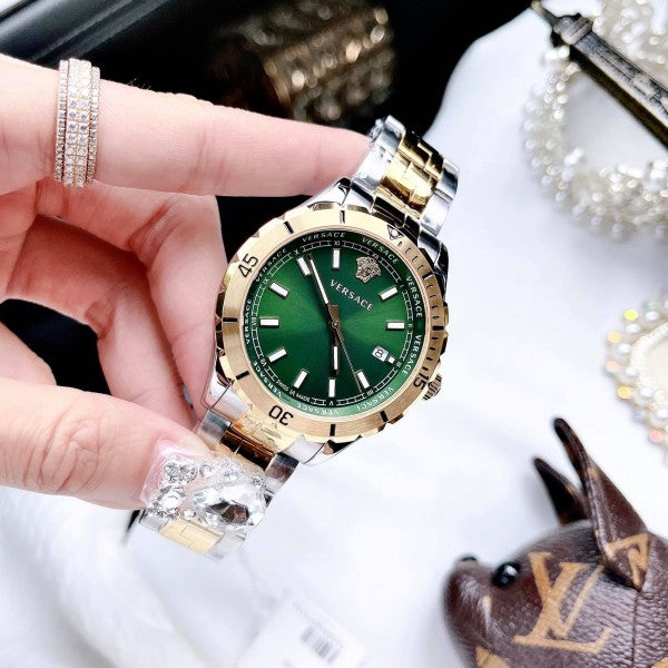  Shop Authentic Versace Hellenyium Quartz Green Dial Two Tone Steel Strap Watch For Men - VE3A00720 - Luxxuri